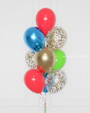 Avengers Confetti Balloon Bouquet, 10 Balloons, close up image, sold by Balloon Expert