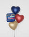 Best Dad Ever Heart Foil Balloon Bouquet, 4 Balloons, Close Up Image