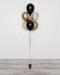 Black and Gold Confetti Balloon Bouquet, 7 Balloons from Balloon Expert, full image, sold by Balloon Expert